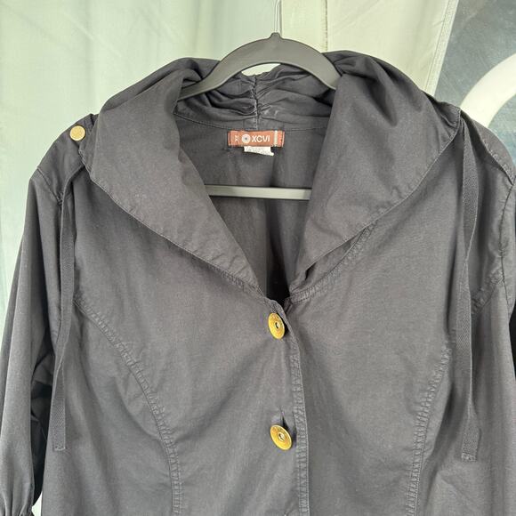 XCVI 2X Military-Inspired Smocked Sleeve Utility-Chic Steampunk-Lite Jacket - Picture 7 of 12